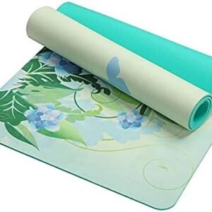 5.5 MM Lotus Pattern Suede  Yoga Mat Pad Non-Slip Slimming Exercise Fitness Gymnastics Mat Body Building Esterilla Pilates (Color : Butterfly Green)