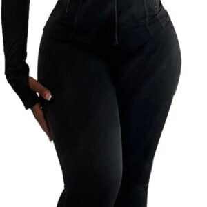 Women Two Piece Outfits Fall Workout Zip Up Sweatshirt And Jogger Flare Yoga Pants Gym Sweat Suits 2 Piece Set