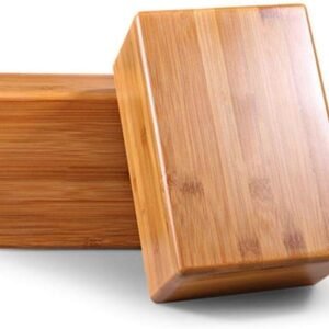Bamboo yoga blocks (2-piece set); bamboo inversion blocks providing support to deepen poses and help improve strength, balance, and flexibility.