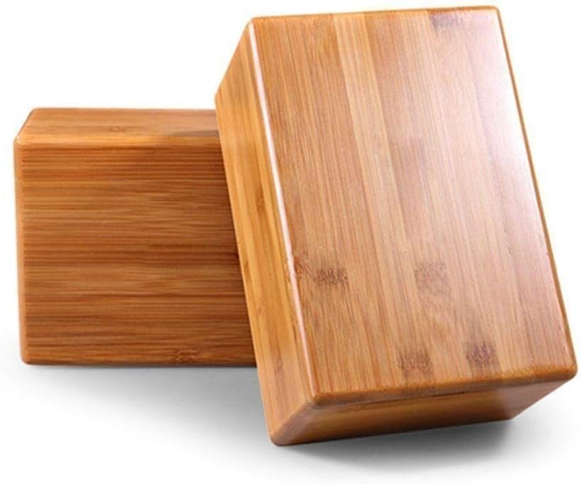 Bamboo yoga blocks (2-piece set); bamboo inversion blocks providing support to deepen poses and help improve strength, balance, and flexibility.