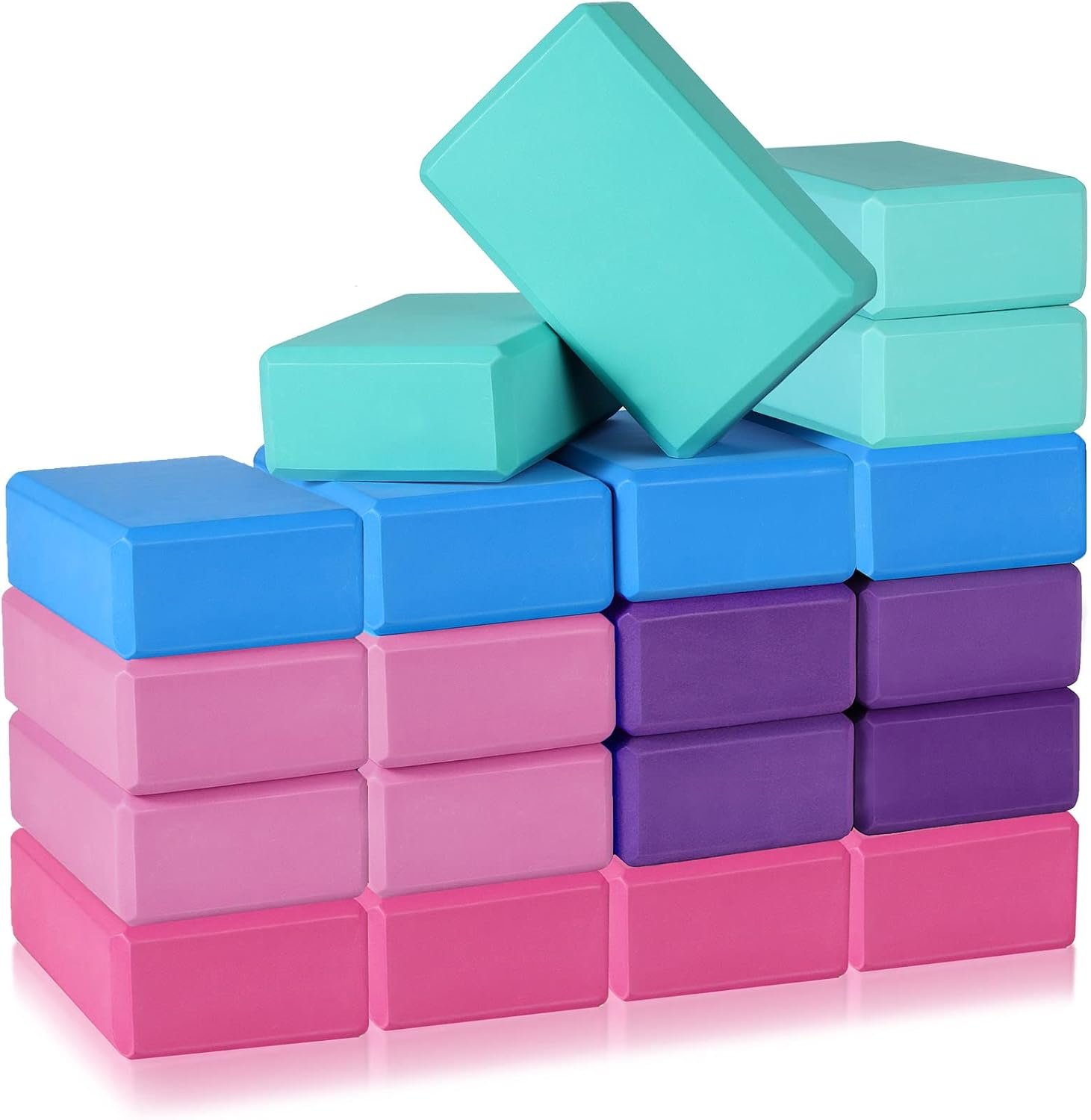 20-Piece High-Density EVA Foam Yoga Block Set (9 x 6 x 3 inches)—Suitable for fitness, Pilates, and meditation; lightweight and non-slip; helps improve strength, balance, and flexibility