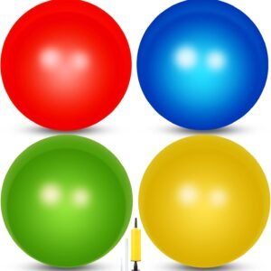4 Pcs Yoga Exercise Ball Pilates Pregnancy Birthing Fitness Ball with Quick Pump Anti Burst for Improved Posture, Balance, Yoga, Pilates, Training, 4 Colors