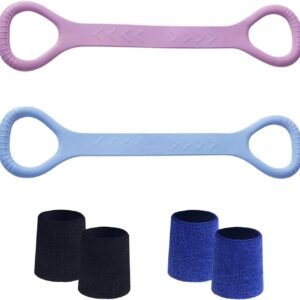Figure 8 Fitness Resistance Band, Arm Back Shoulder Exercise Elastic Rope Stretch Fitness Band, Foot, Leg, Hand Stretcher, Arm Exerciser for Yoga Pilates Stretching Physical Therapy（Purple and Blue