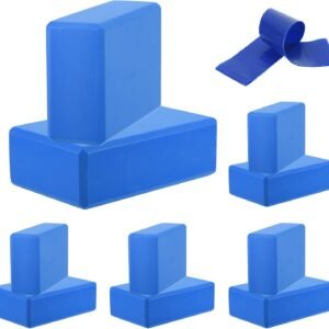 Yoga Block and Resistance Band Set – 10-Piece Kit Featuring High-Density EVA Foam Yoga Blocks (9 x 6 x 3 Inches); Non-Slip and Lightweight—Ideal for Women's Gym Stretching, Yoga, and Pilates Workouts