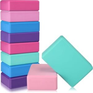 10-Piece EVA Foam Yoga Block Set (High-Density)—Helps improve strength, balance, and flexibility; soft, non-slip surface; suitable for Pilates (multi-color)