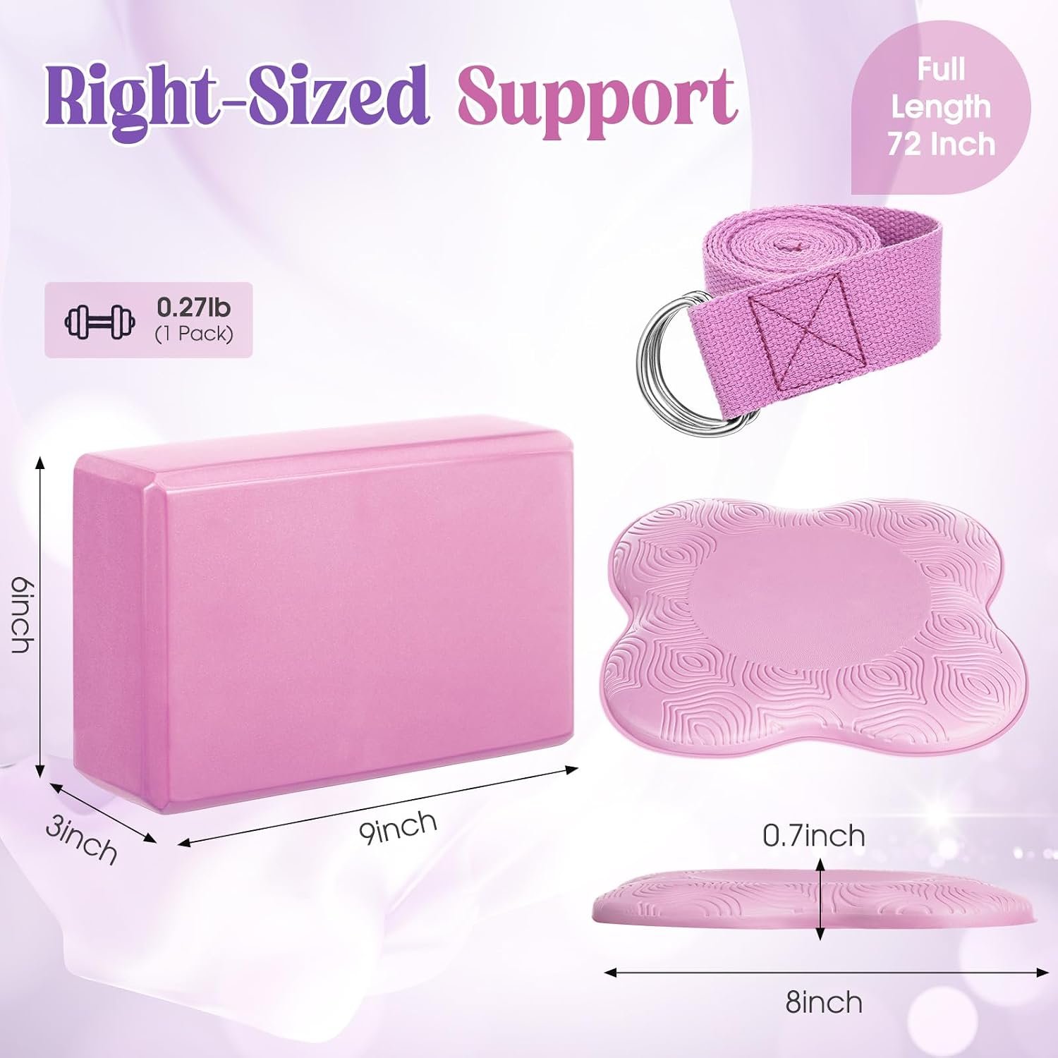 5-piece yoga gear set (includes yoga blocks, knee pads, and stretching straps); made of premium soft foam; suitable for Pilates, meditation, general fitness, balance exercises, and deepening stretches. - Image 2