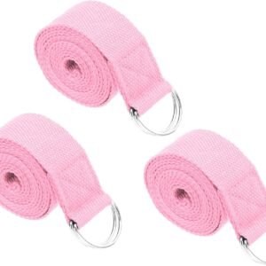 Yoga Strap for Stretching Cotton Yoga Belt with Adjustable Metal D-Ring Buckle Stretch Band for Fitness Pilates