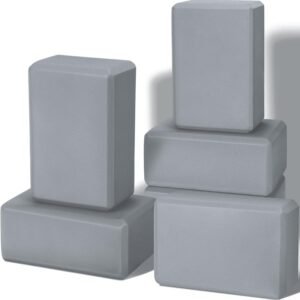 6-Piece Yoga Block Set (9 x 6 x 4 inches)—Lightweight, non-slip EVA foam material; suitable for Pilates, stretching, and meditation