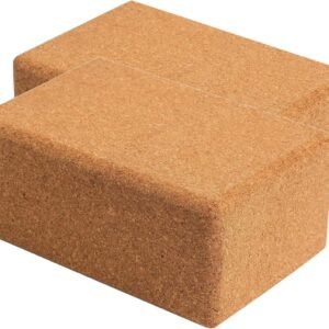 Cork Yoga Block 2-Piece Set—Natural cork sourced from Portugal (9 x 6 x 4 inches); non-slip and stable; suitable for men and women; lightweight, odor-resistant, and moisture-resistant; ideal yoga gear