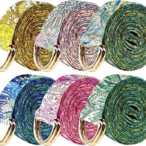 6 Packs Yoga Strap for Stretching Yoga Belt Adjustable Straps for Non Elastic Stretching Strap Exercise Straps for Pilates